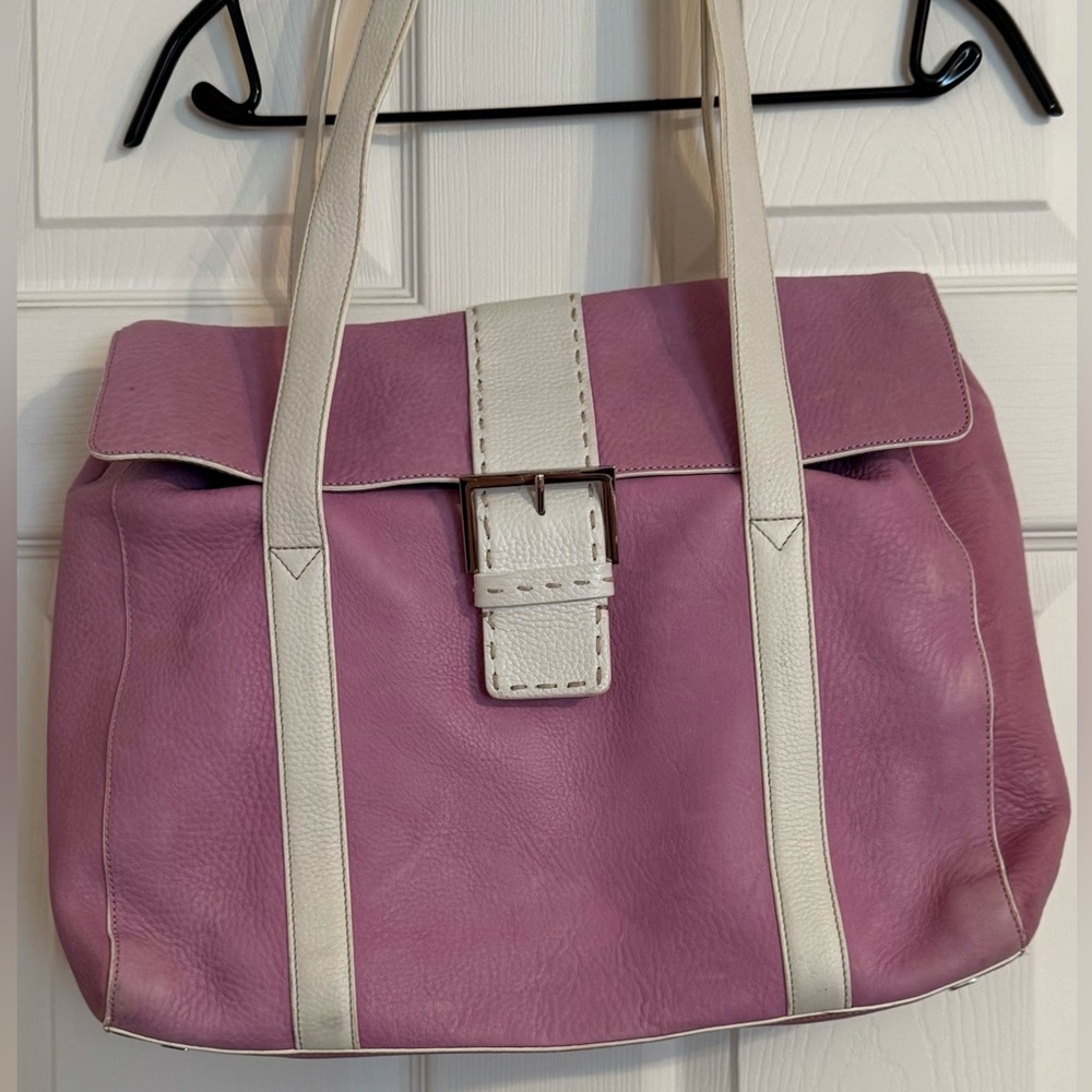Levenger Lavender Leather Laptop Bag